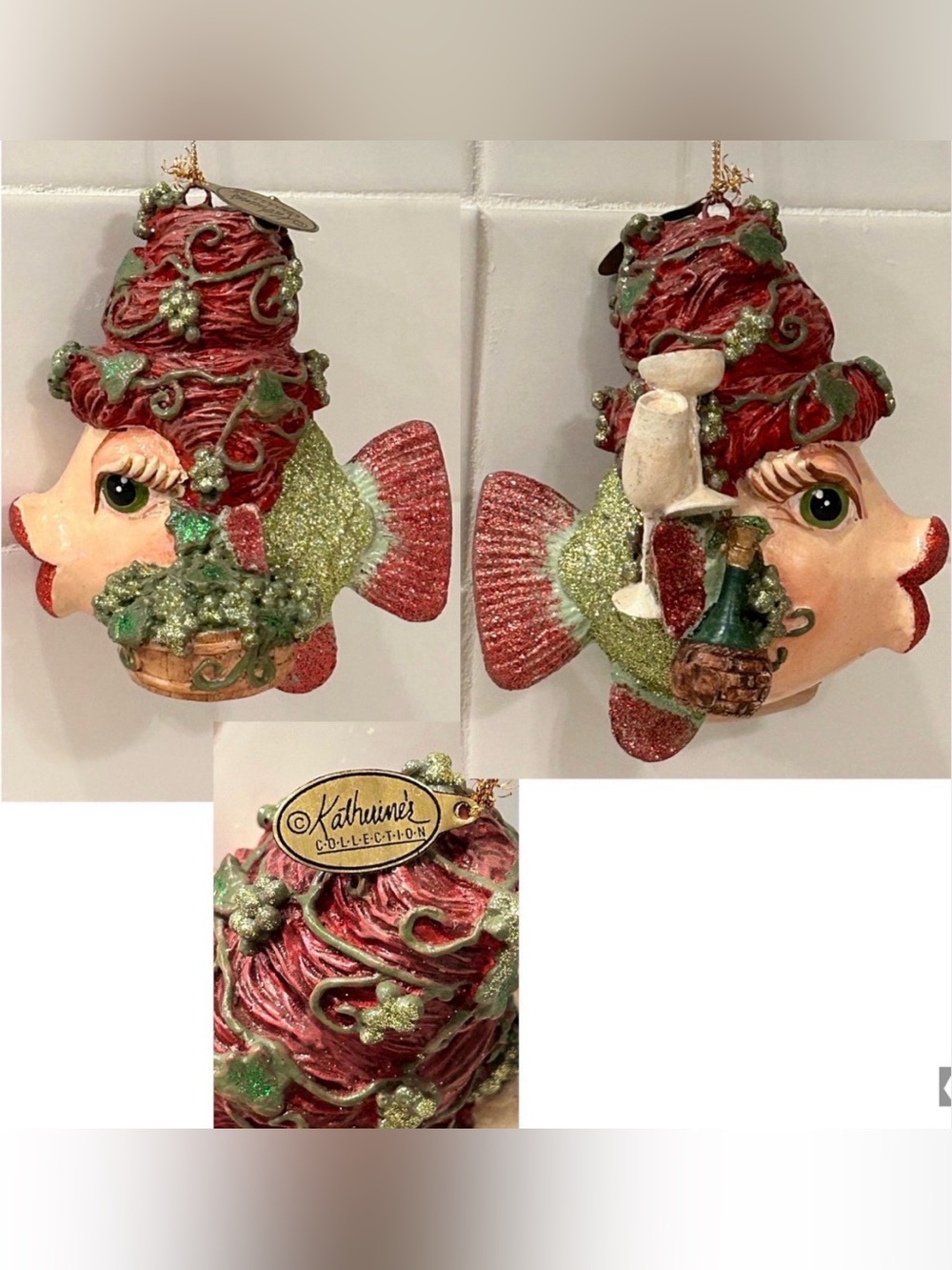 Vintage Kathrine Collection “Kissing Fish” Festive Ornament